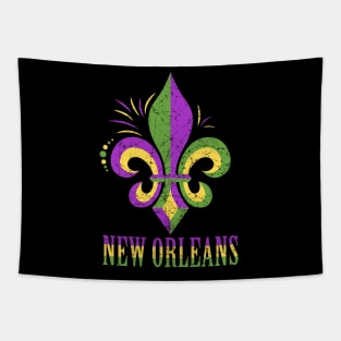 Distressed New Orleans Fleur De Lis long Tapestry