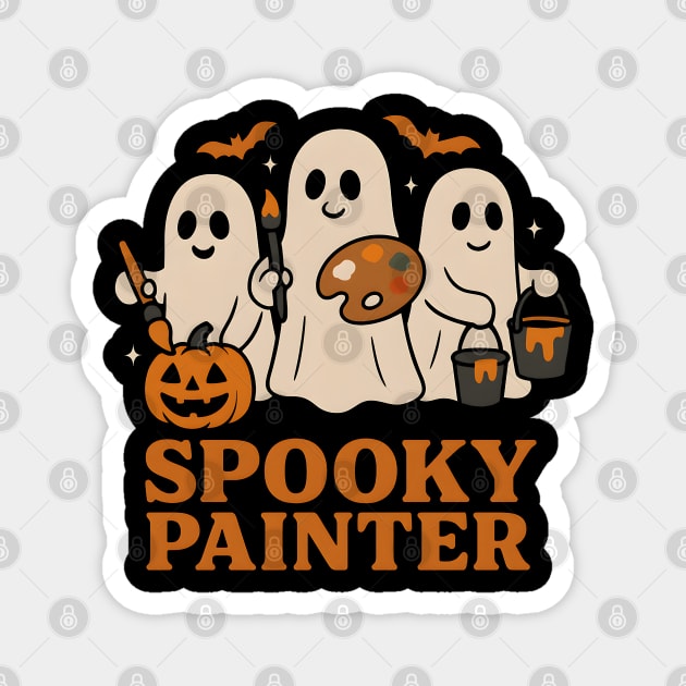 Spooky Painter Ghost Halloween Artist Graphic Gift Magnet by MakerMind8.2