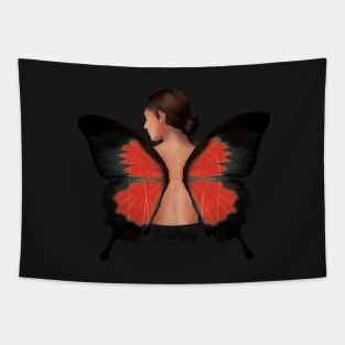 A Butterfly Fairy Red Tapestry
