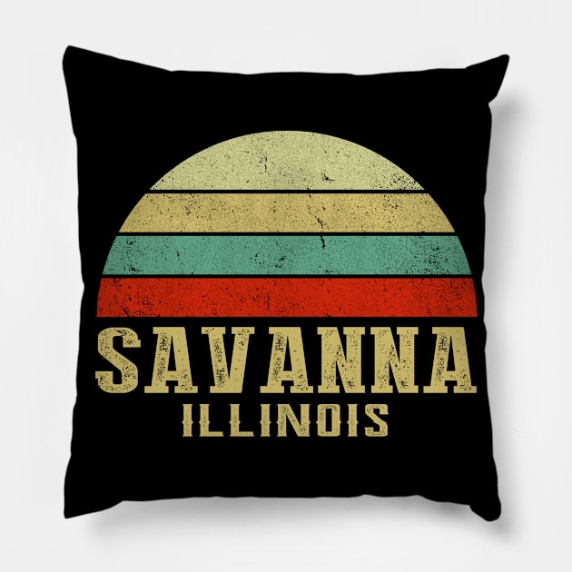 SAVANNA ILLINOIS Vintage Retro Sunset Pillow by LIPTIN