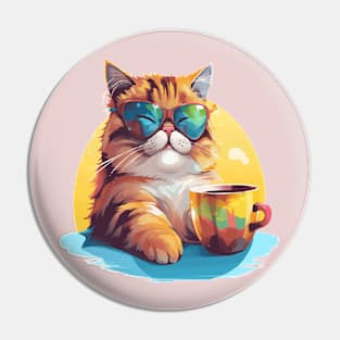 COLORFUL CAT LOVE COFFEE Pin