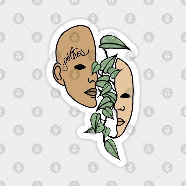 Pothos, House Plant Lover, Creepy and Weird Magnet by Tenpmcreations