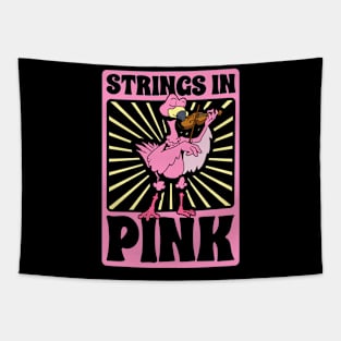 Strings in pink - flamingo on violin Tapestry