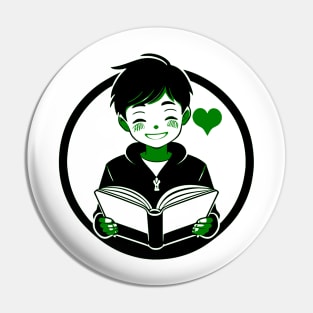 Boy who Loves to Read Green Pin