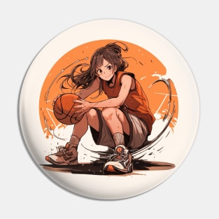 cute girl play basketball Pin