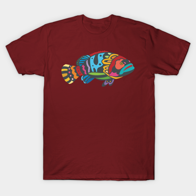 Colorful Grouper Fish - Fish - T-Shirt