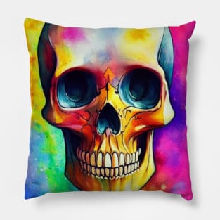 Watercolor Skull Pillow