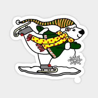 Skating Polar Bear Magnet