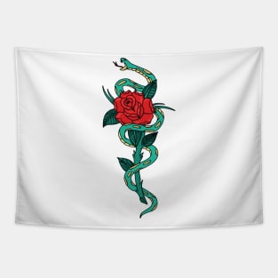 snake and rose tattoo Tapestry