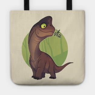 Delicate Dino: The Herbivore with Green Leaves Tote