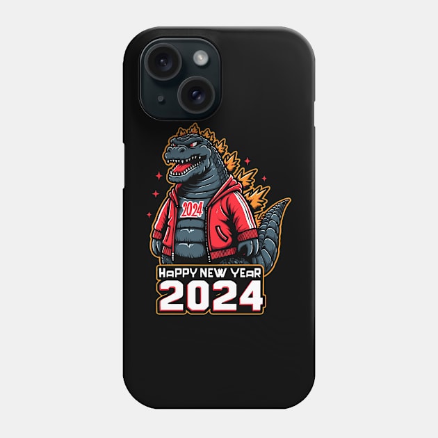 Godzilla happy new year 2024 Phone Case by Rizstor