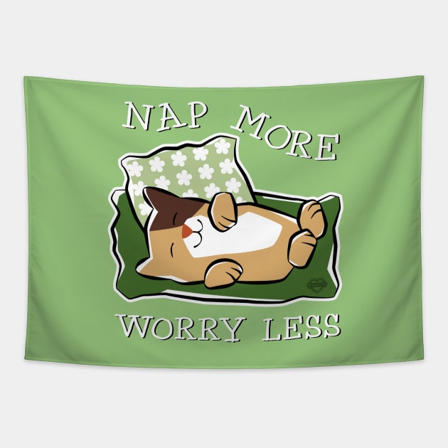 Nap More Worry Less Tapestry by Sue Cervenka