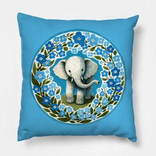 Forget Me nots Elephant Pillow