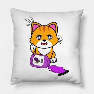 Funny orange cat spilled grape jam Pillow