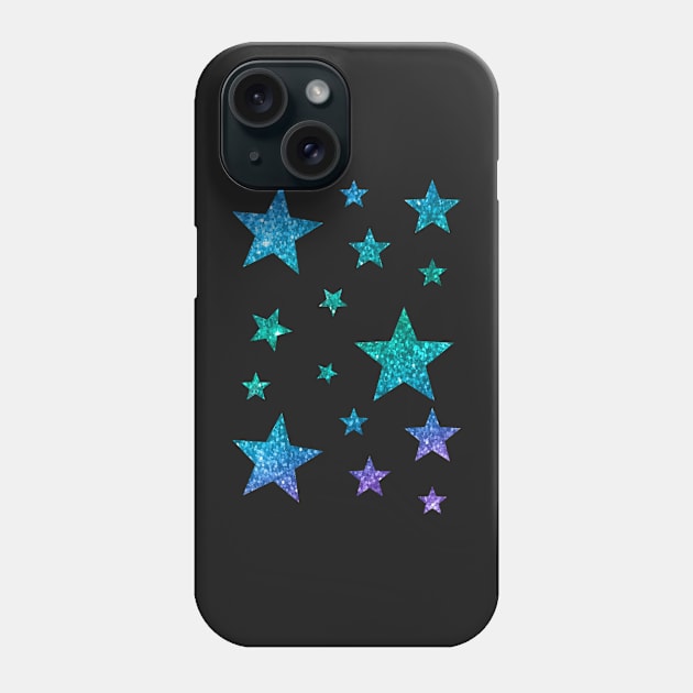 Blue Green Ombre Faux Glitter Stars Phone Case by Felicity-K