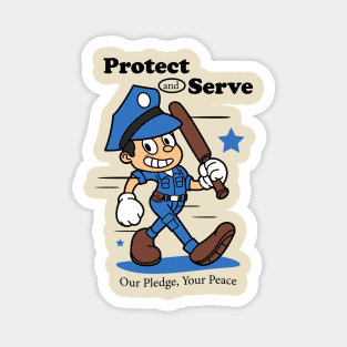 Protect and Serve Police Mascot Magnet