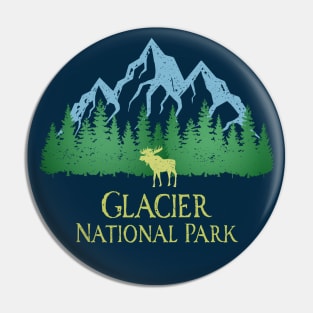 Glacier National Park Montana Mountain Trees Moose Pin