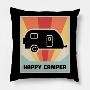 HAPPY CAMPER | Vintage RV Poster Pillow