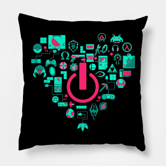 heart in game Pillow by samuzai