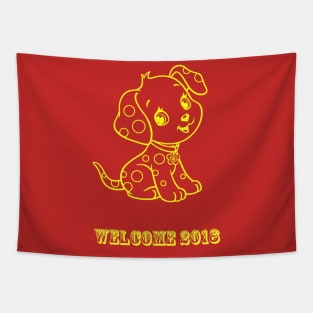 Welcome 2018 Doggie T-Shirt Tapestry