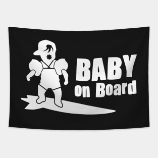 baby on surfboard Tapestry