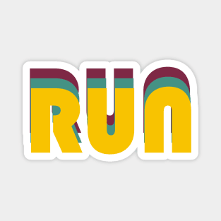 Run - inspirational retro text design - motivation (yellow on grey) Magnet