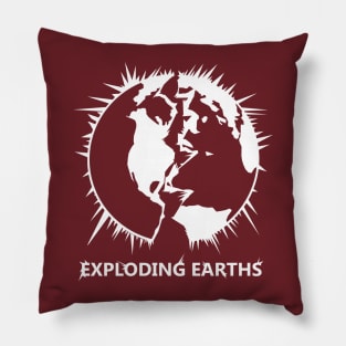 EXPLODING EARTHS! PODCAST TEE LOGO - WHITE Pillow