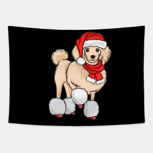 Cute Poodle Santa Wearing Christmas Hat Dog Lover Christmas Gift Tapestry