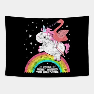 Cute Funny Unicorn Flamingo Awesome Saying Rainbow Tapestry