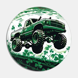 Shamrock Crusher Monster Truck Illustration Pin