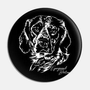 Epagneul Breton dog Portrait Pin