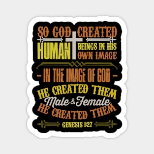 Christian Bible Verse Shirt Genesis 127 God Created Humans T-Shirt Magnet