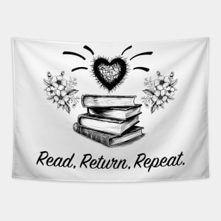 Book Reader - Read Return Repeat (All Black) Tapestry