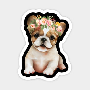 Frenchie Blumen Krone Magnet