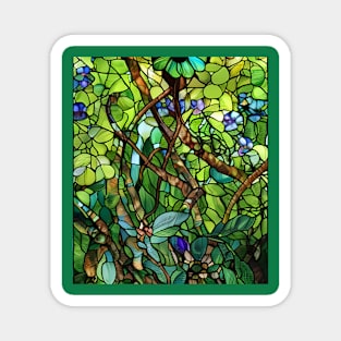 Stained Glass Flowers Among Leaves Magnet