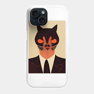 Tarot Cat Retro Poster Vintage Art Tarot Wall Illustration Serious Illustration Phone Case