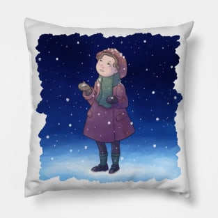 First Snow / Winter picture / snowfall Pillow