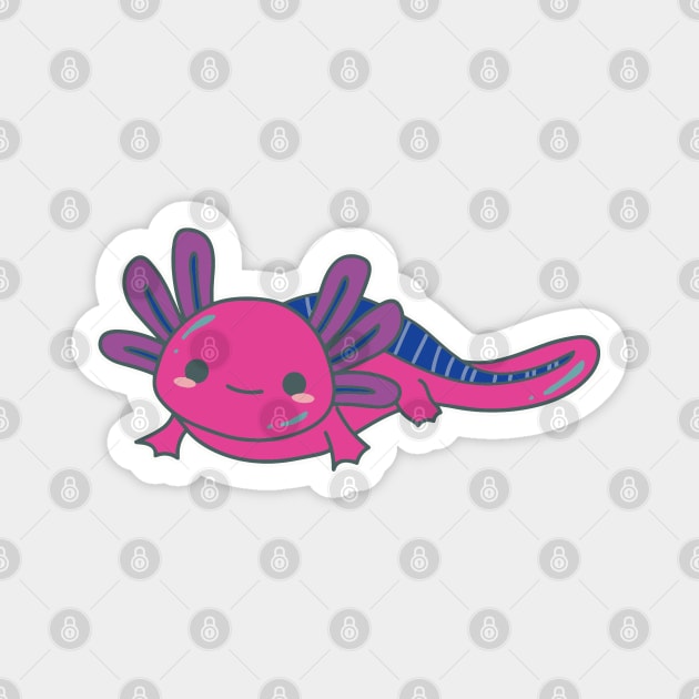 Bi Pride Axolotl | Cute Design with Bisexual Flag Colors Magnet by pawsitronic