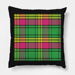 Scottish tartan, black, yellow, pink; green Pillow