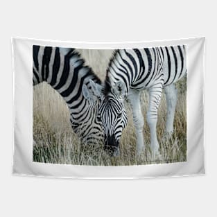 Grazing zebra on African plains Tapestry