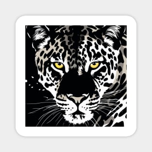 Black and White Leopard Exotic Cat Magnet