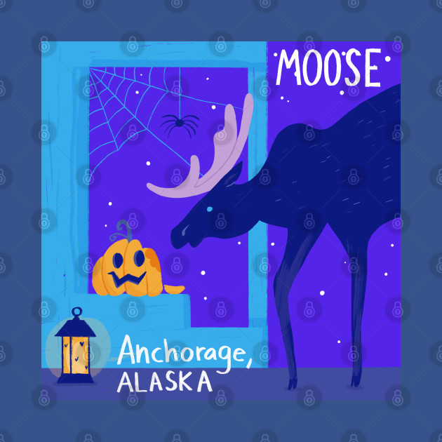 Discover Moose Night in Alaska - Halloween - T-Shirt