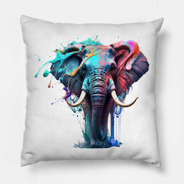 Elephant Splash Art: Majestic Fantasy Visualization #3 Pillow by AntielARt