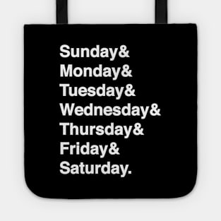 Days Of The Week List (White Text) Tote