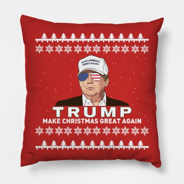 TRUMP Ugly Christmas Sweater Pillow by ericb