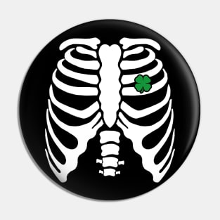 Skeleton Clover Heart Rib Cage X-Ray St Patricks Day Pin