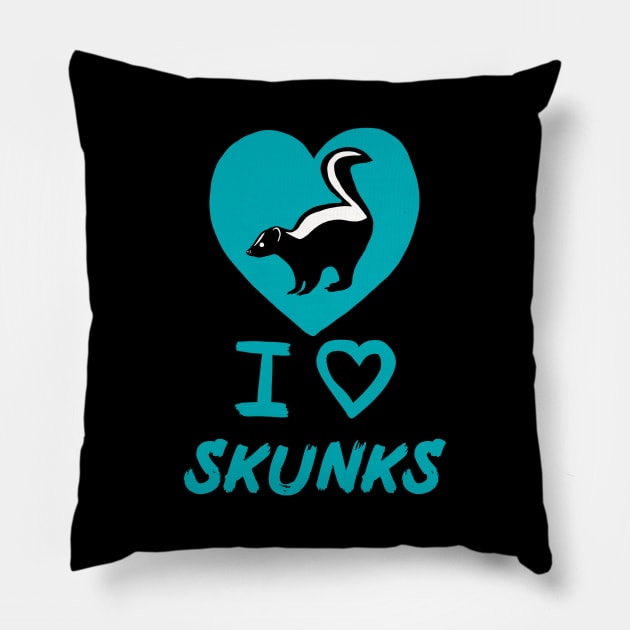 I Love Skunks for Skunk Lovers Pillow by Mochi Merch