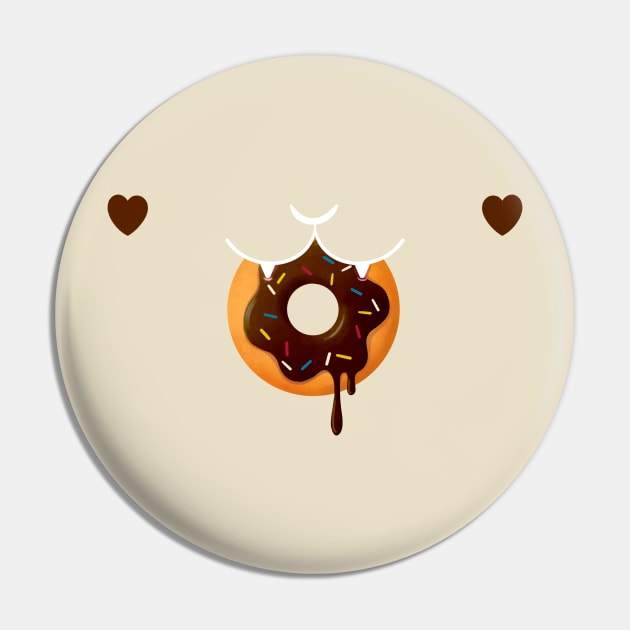 Cat Having Donut - Chocolate Brown Pin by Episodic Drawing