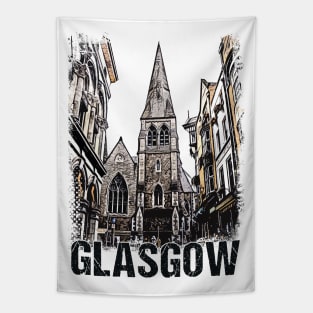 Glasgow City Streets Vintage Travel Poster Series grunge edition 07 Tapestry