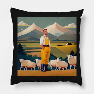 New Zealand Farmer Painting Pillow